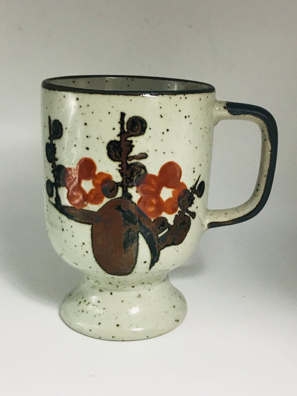 Vintage Otagiri Japan Stoneware Footed Mug Floral